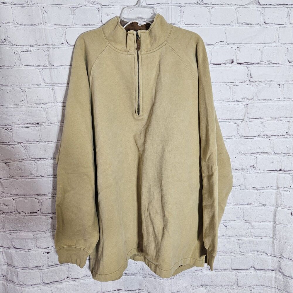 Woolrich Sweater Men's Size XL Beige 1/4 Quarter Zip Cotten Blend Pullover